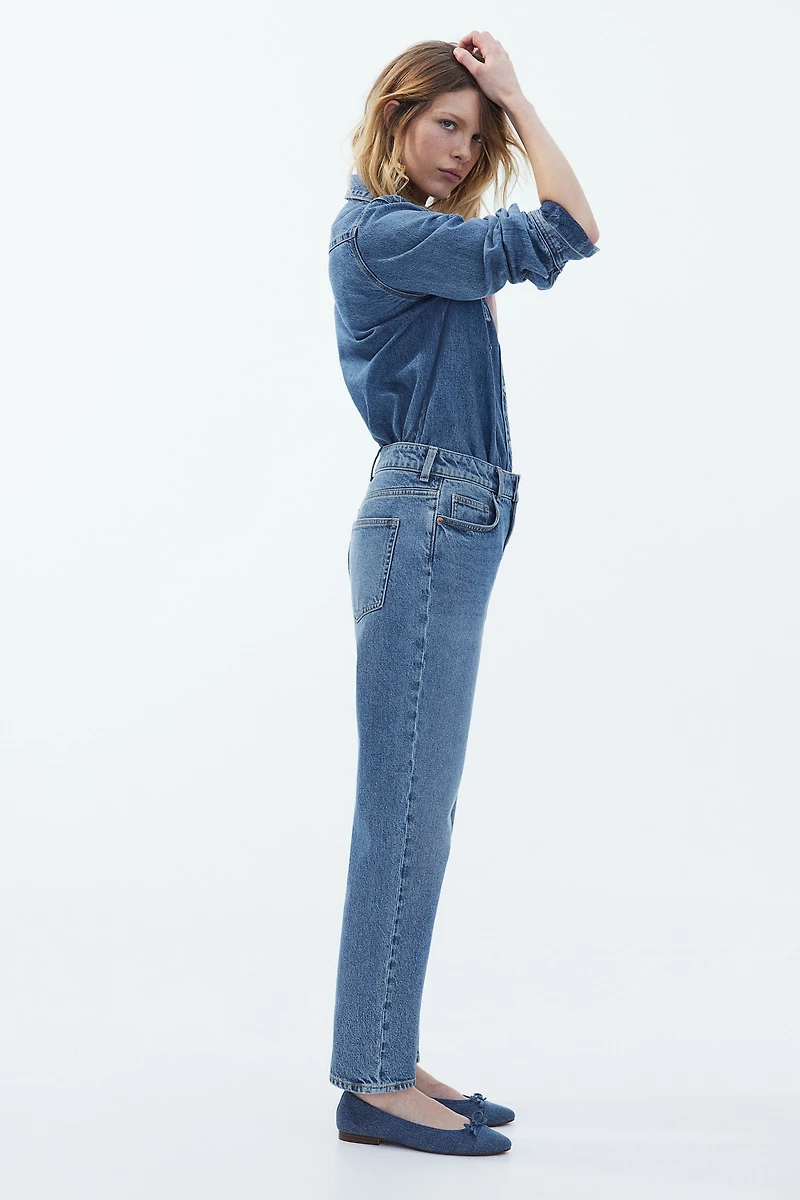 Jean Mom aminci Taille Haute