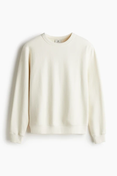 Regular Fit Herringbone-Patterned Sweatshirt