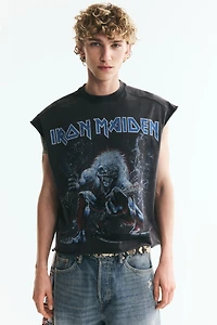 Boxy Oversized Printed Sleeveless T-Shirt
