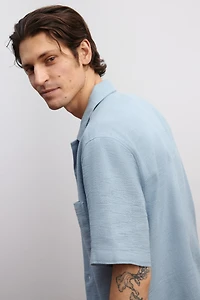 Chemise texturée classique avec col cubain