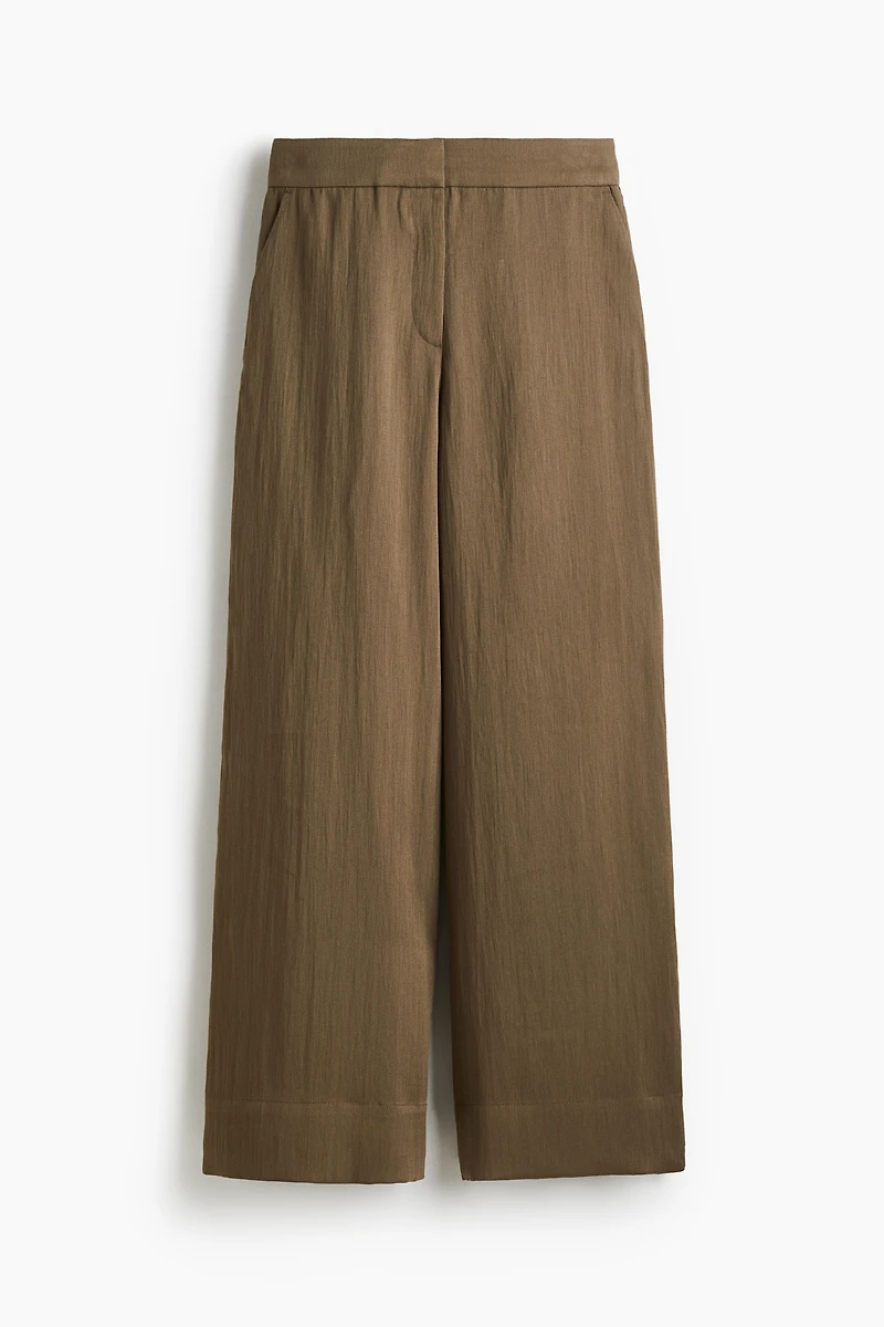 Wide-Leg Twill Pants