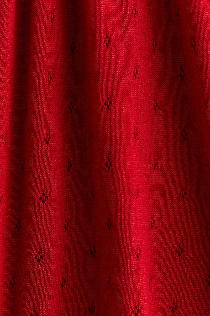 Pointelle-Knit Dress with Collar