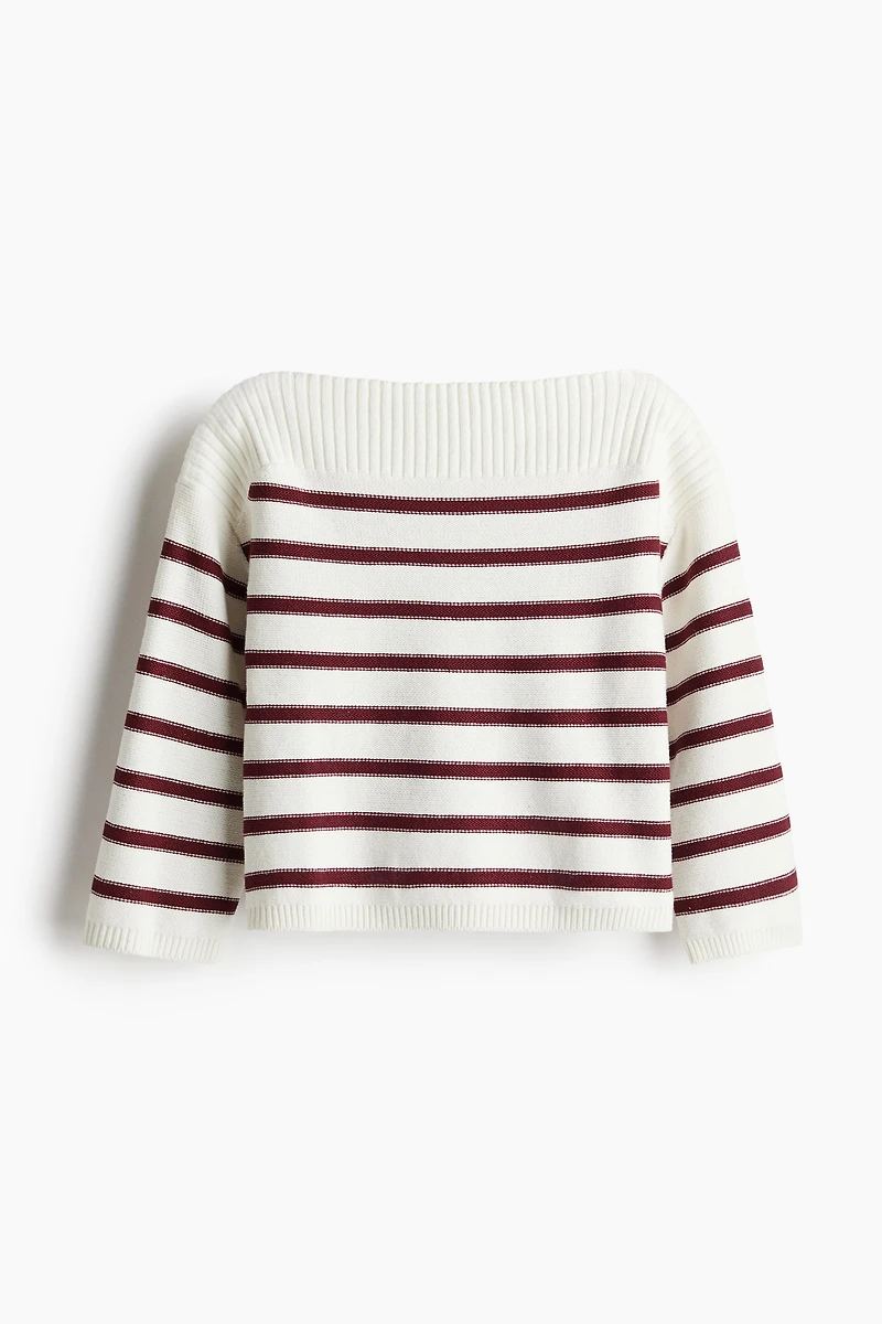 Purl-Knit Boat-Neck Sweater