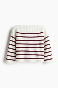 Purl-Knit Boat-Neck Sweater