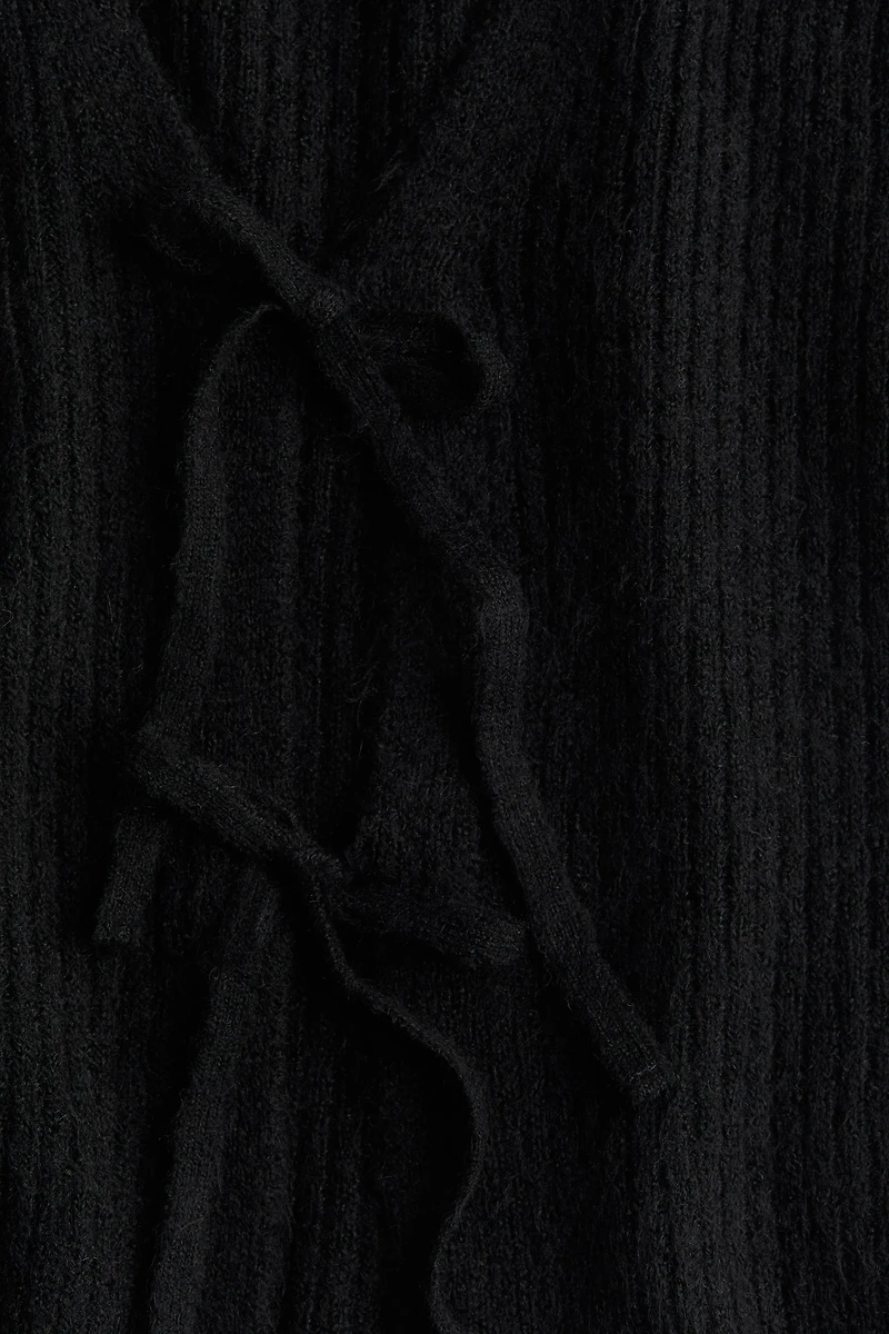 Tie-Detail Rib-Knit Top