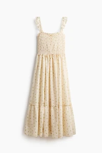 Ruffle-Trimmed Smocked-Bodice Dress