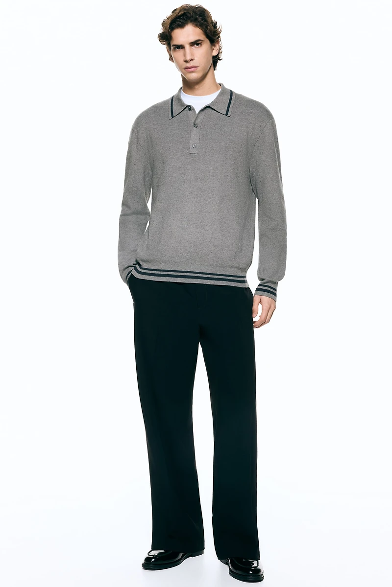 Relaxed-Fit Long-Sleeved Polo Shirt