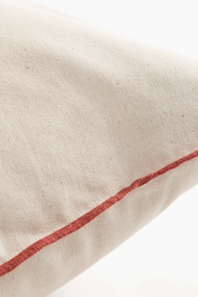 Embroidered-Motif Cotton Cushion Cover