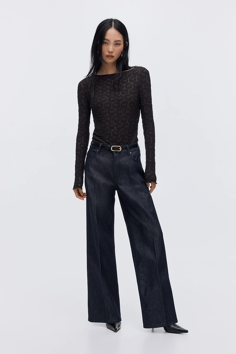 Haut en jersey d'aspect dentelle