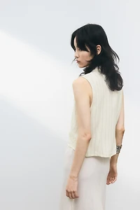 Linen-Blend Sleeveless Shirt