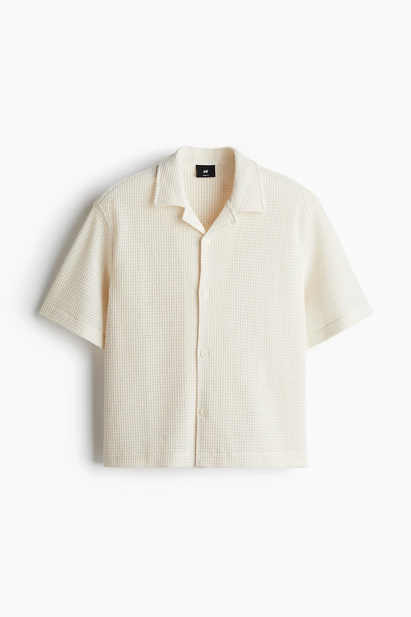 Chemise gaufrée ample à col cubain