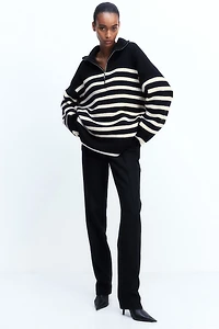 Rib-knit Half-zip Sweater