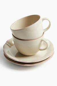 Lot de 2 tasses et soucoupes en grès cérame