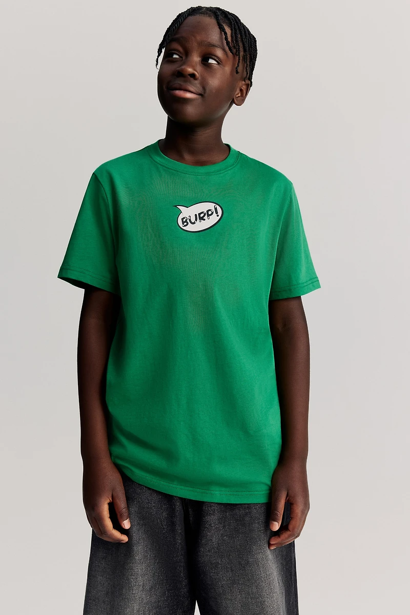 Print-motif cotton T-shirt