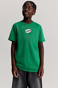 Print-motif cotton T-shirt