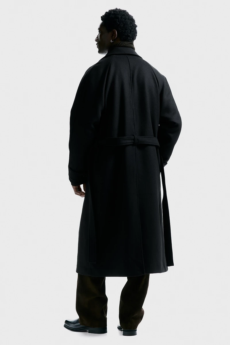 Manteau en laine mélangée avec ceinture à nouer