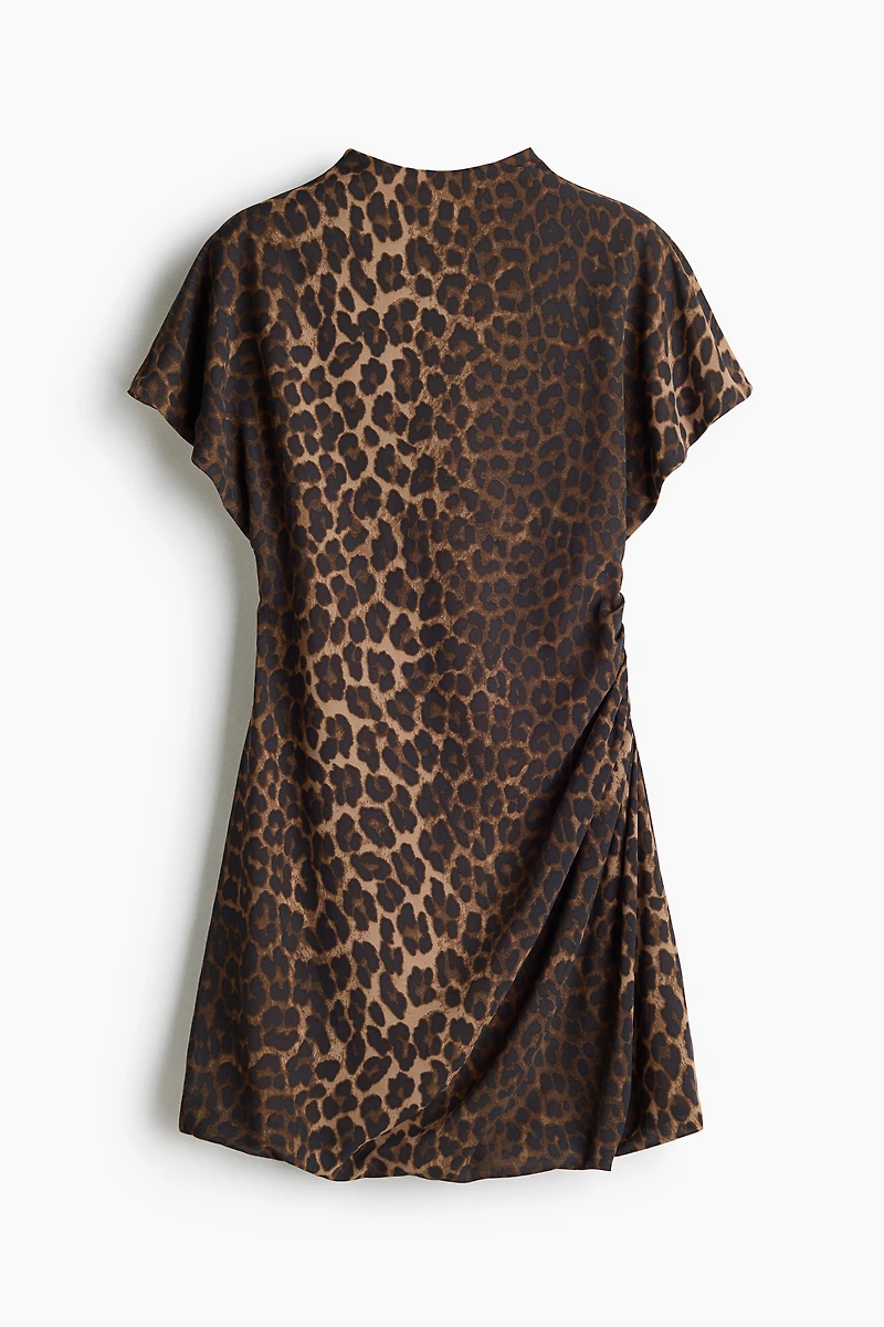 Draped Mock Turtleneck Dress