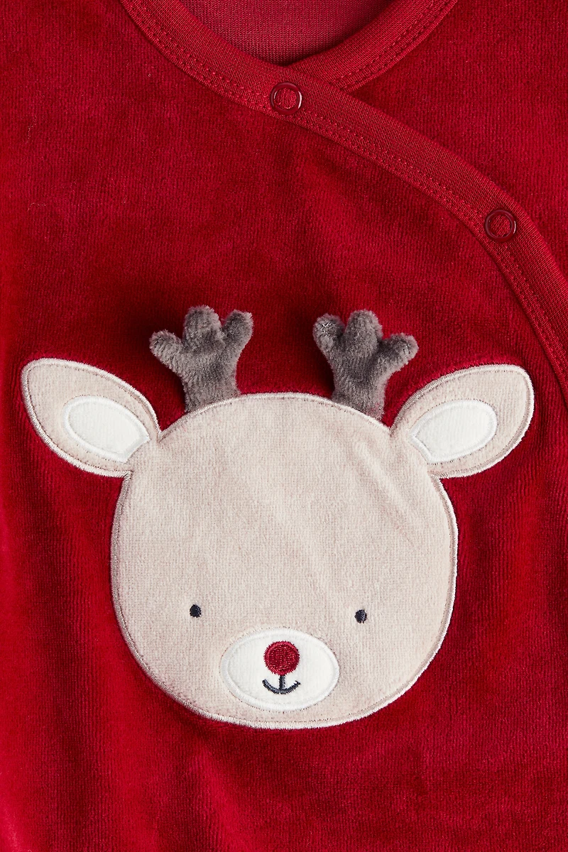 Velour Pajama Jumpsuit with Covered Feet