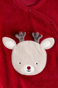 Velour Pajama Jumpsuit with Covered Feet