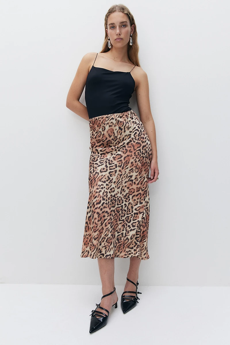 Jupe maxi en satin froissé