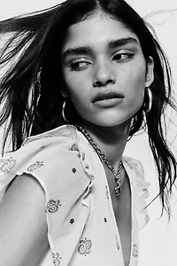 Ruffle-Trimmed Chiffon Top