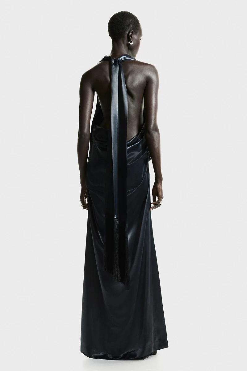 Halterneck Satin Dress