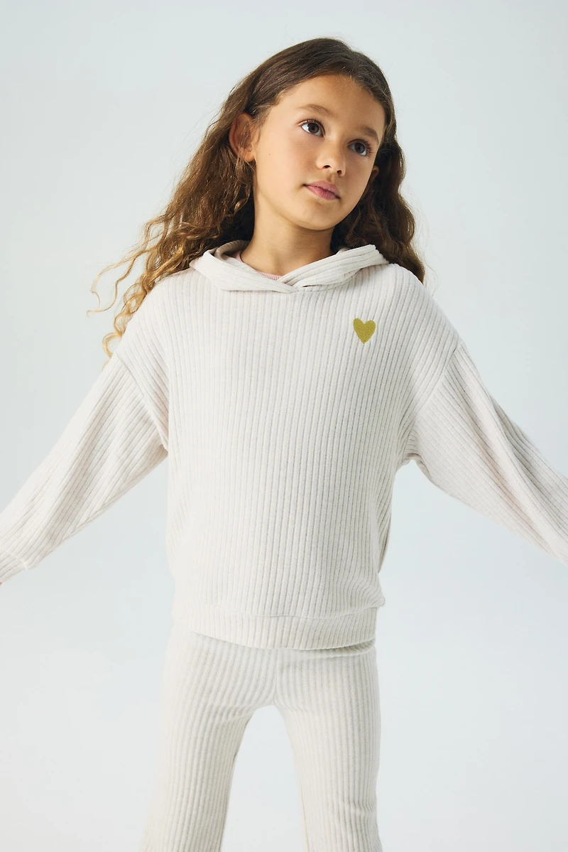 Ensemble 2 pièces en tricot côtelé et brossé