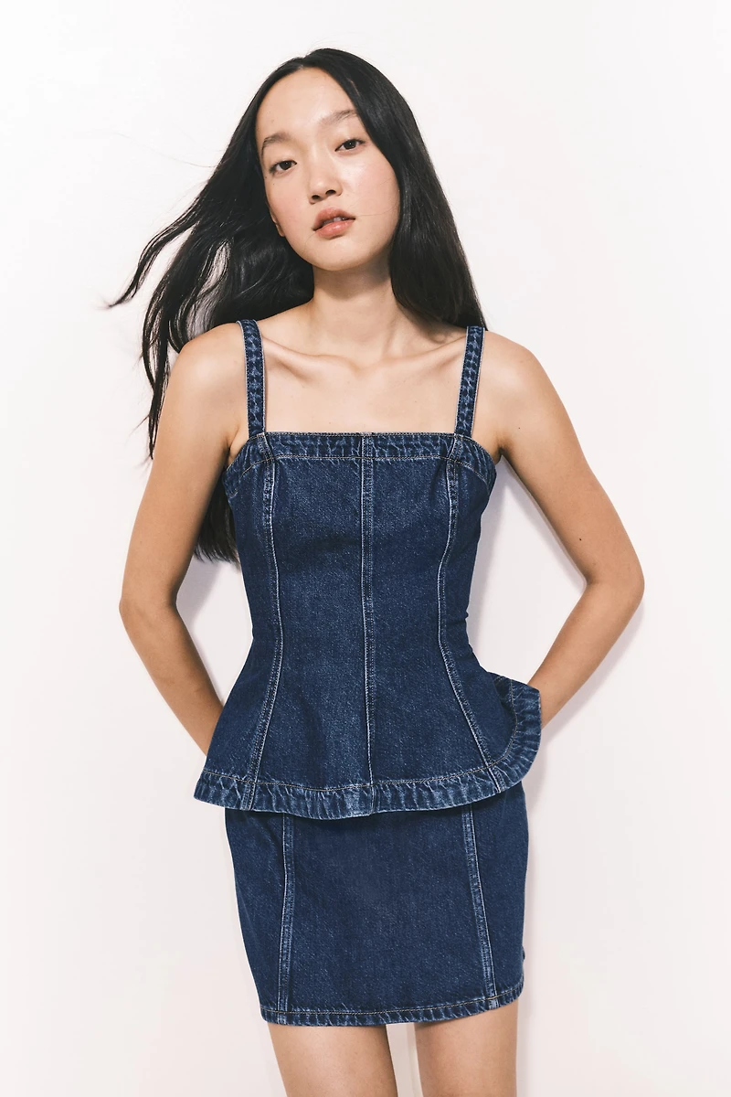 Haut péplum en denim