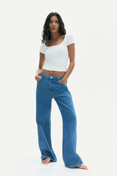 Picot-Trimmed Ribbed T-Shirt