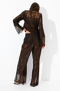 Pantalon à jambes semi-évasées en dentelle