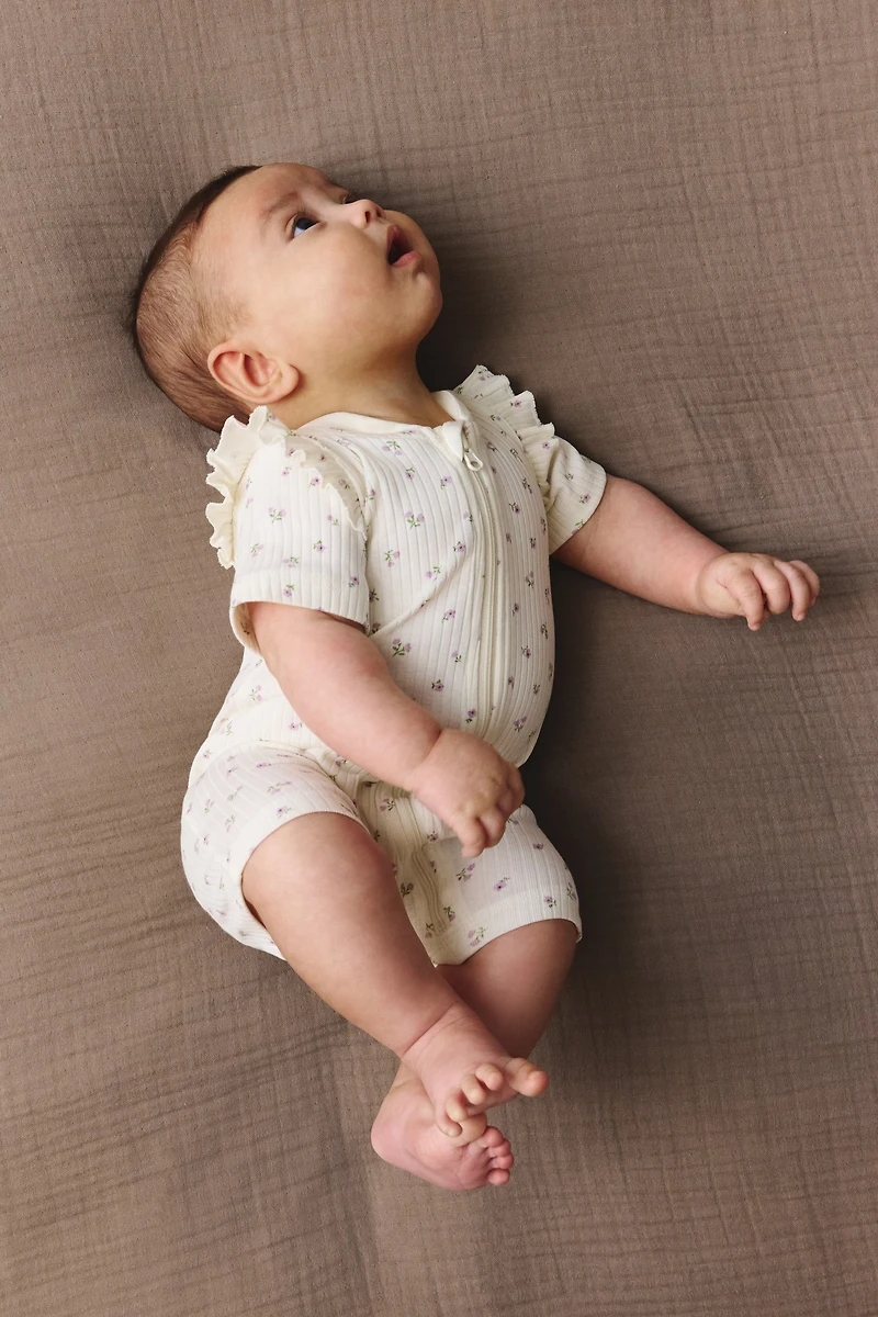 2-Pack Ruffle-Trimmed Cotton Pajama Jumpsuits