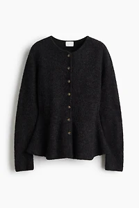 Rib-Knit Peplum Cardigan