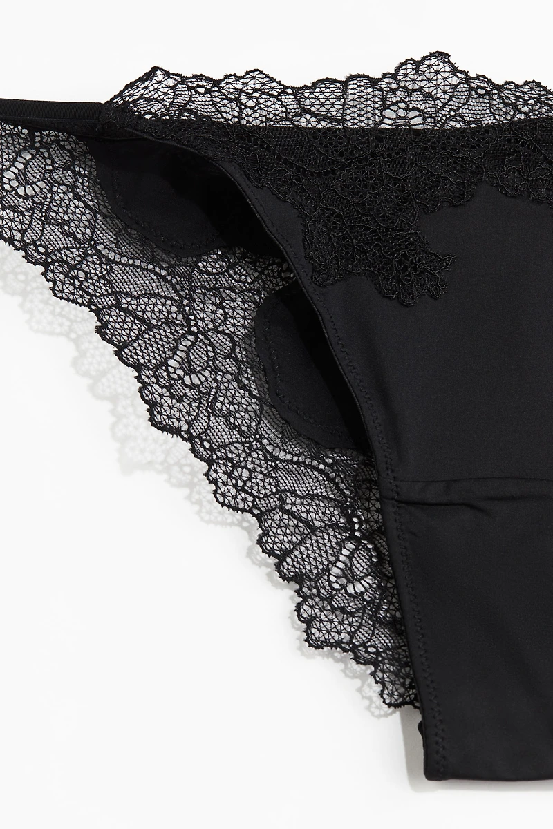 2-pack microfibre and lace tanga briefs