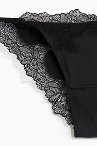 2-pack microfibre and lace tanga briefs