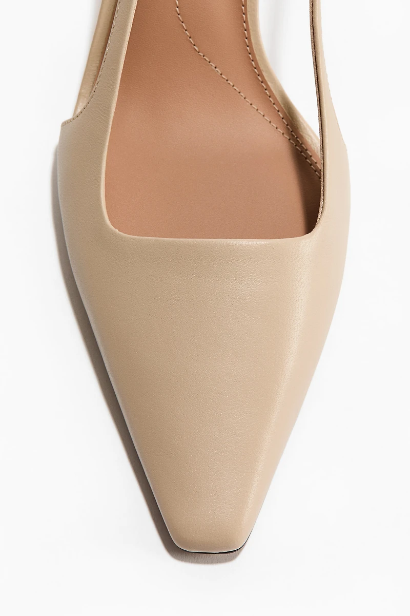 Kitten-Heeled Leather Slingbacks