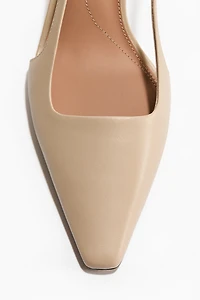 Kitten-Heeled Leather Slingbacks