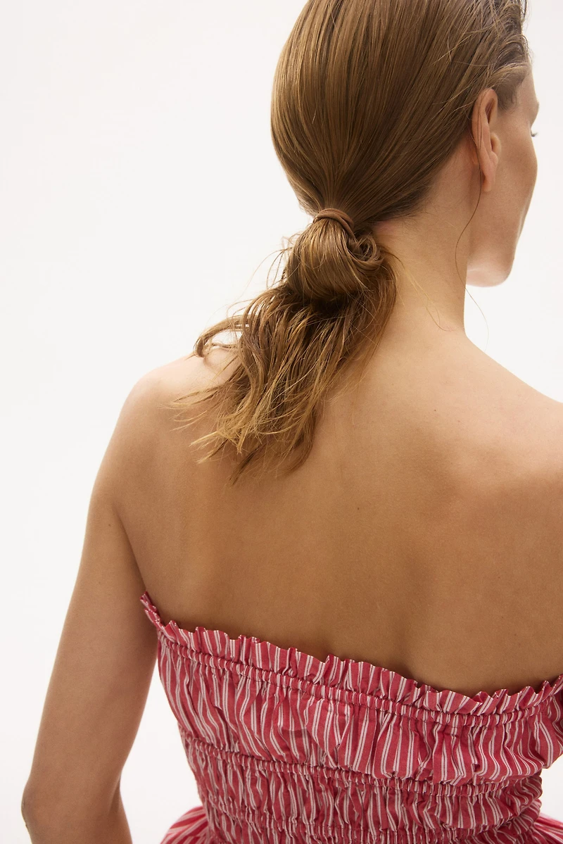 Drawstring-Detail Cotton Bandeau Top