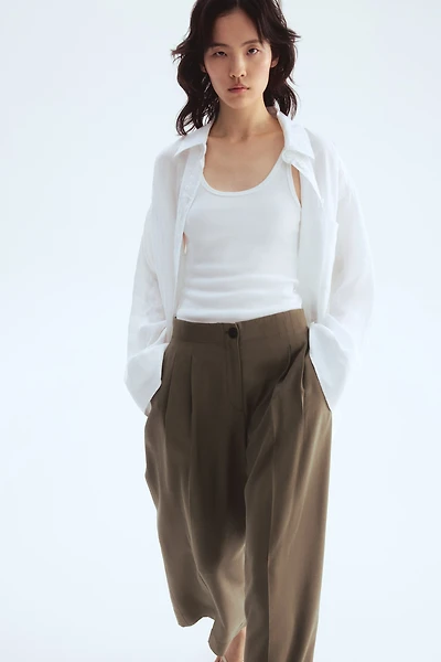 Wide-Leg Ankle-Length Pants