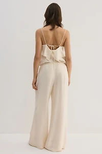 Pantalon à cordon en viscose mélangée