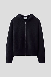 Knit Wool-Blend Hooded Jacket