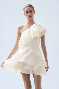 Flounced One-Shoulder Dress