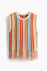 Fringe-Trimmed Knit Top