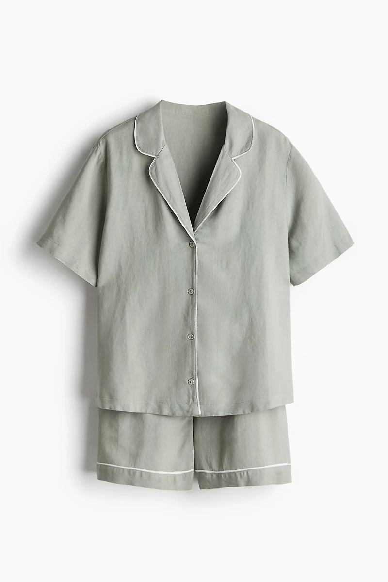Linen-Blend Pajamas