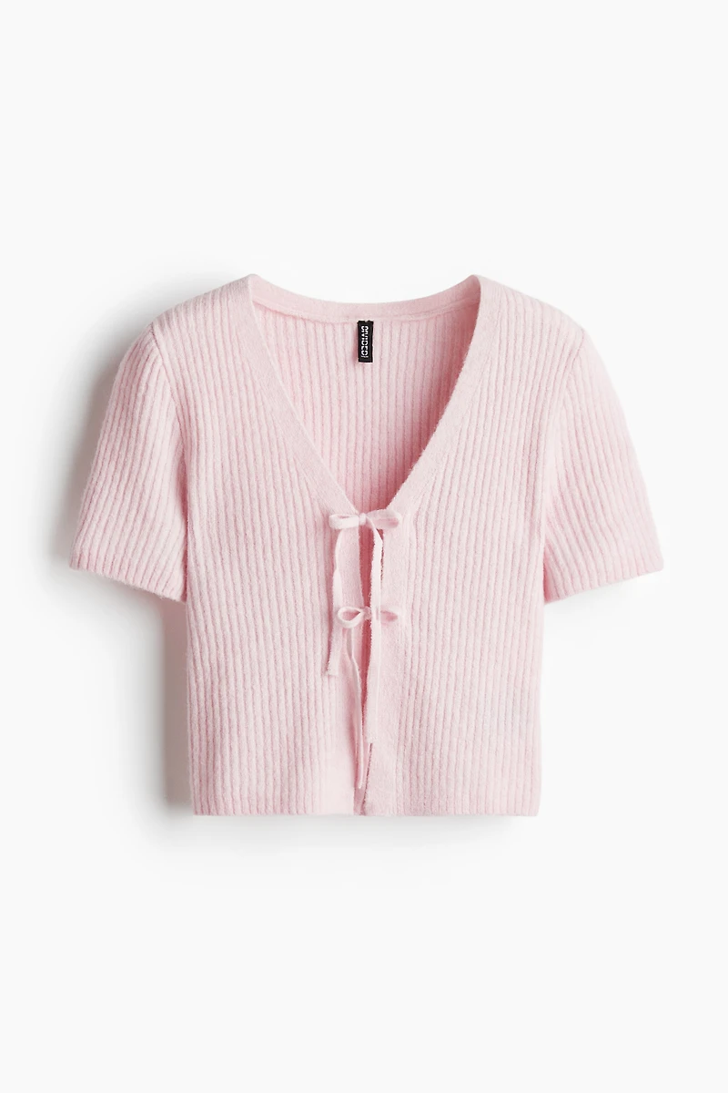 Tie-Detail Rib-Knit Top