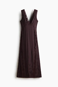 Lace-Trimmed Jacquard-Weave Dress