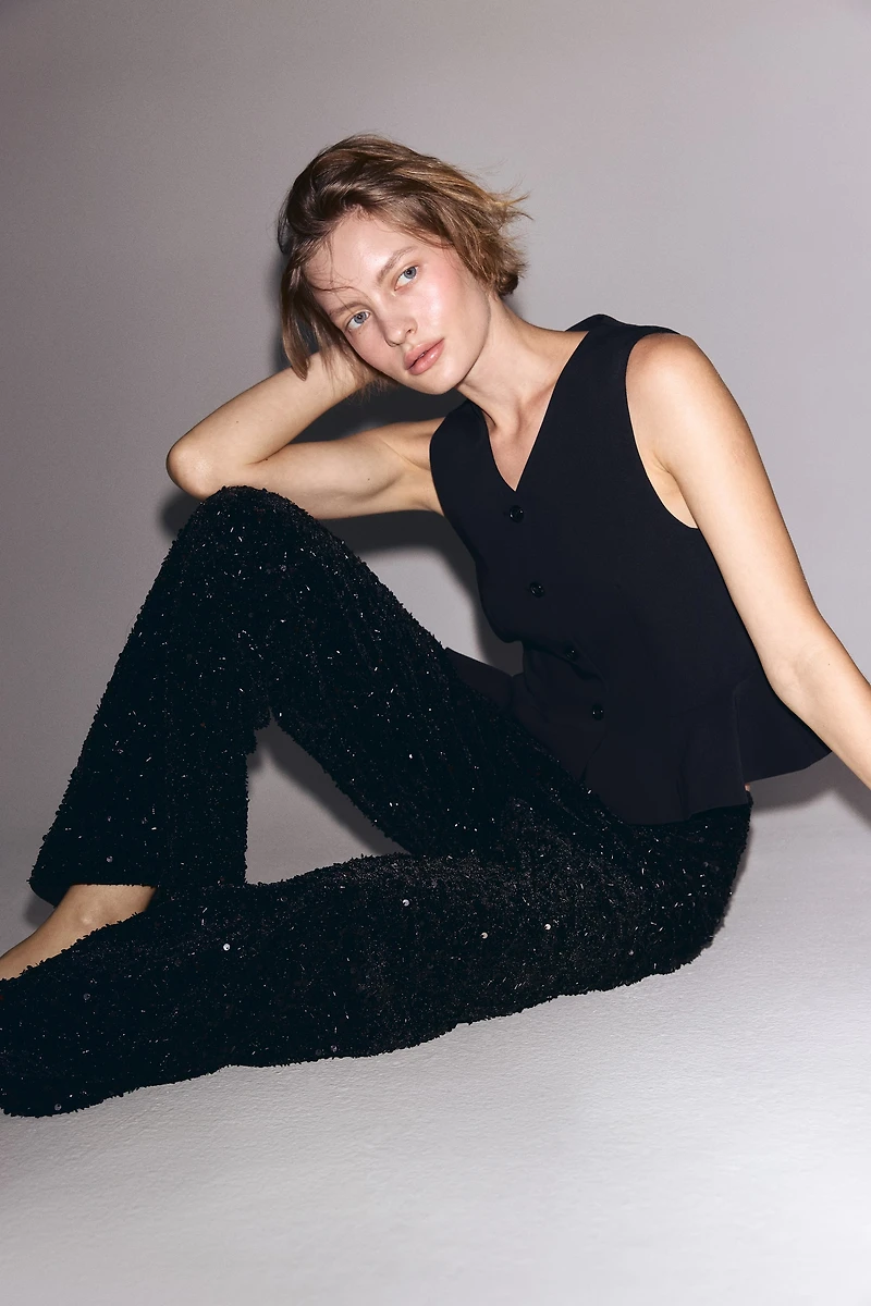 V-Neck Vest with Peplum