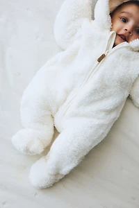 Combi-pilote en tissu peluche avec oreilles