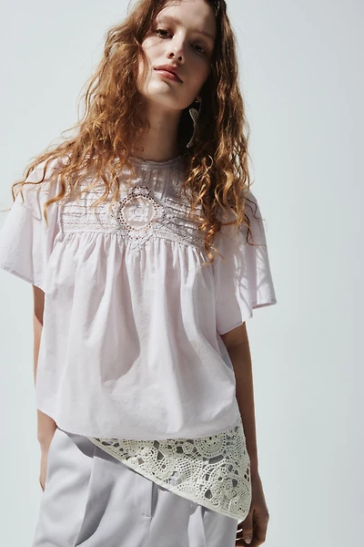 Cotton Blouse with Eyelet Embroidery