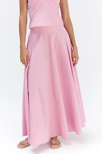 Cotton Skirt with Godet Pleats