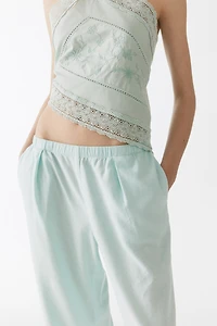 Wide-Leg Linen-Blend Pants